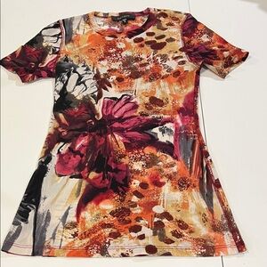 Karen Kane - Multicolor Floral Netting Top, Tshirt cut, xs